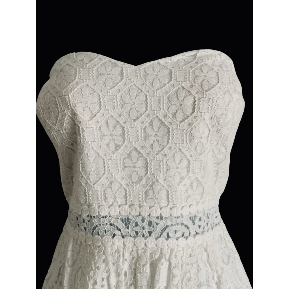 Lilly Pulitzer Dress L White Lace Strapless Bridal Shower Resort Fit & Flare - Picture 5 of 10